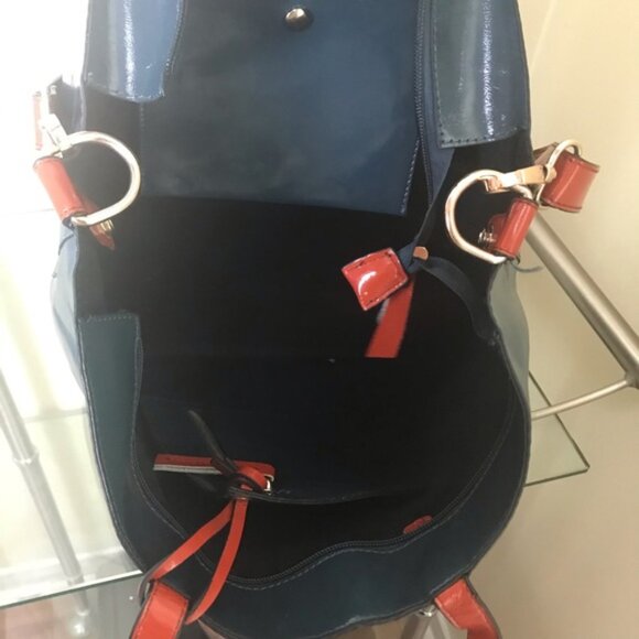 HEYS Tote Bag & Wristlet 2 Patent Vegan Leather Shoulder Tote Bag Clutch Hobo - Picture 8 of 9